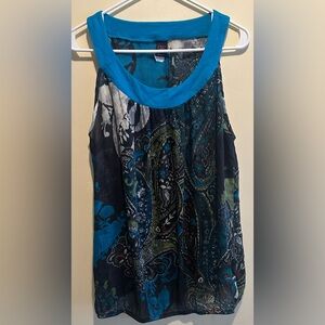 WRAPPER size 1X Paisley Tank Top in Blue, Black & Green